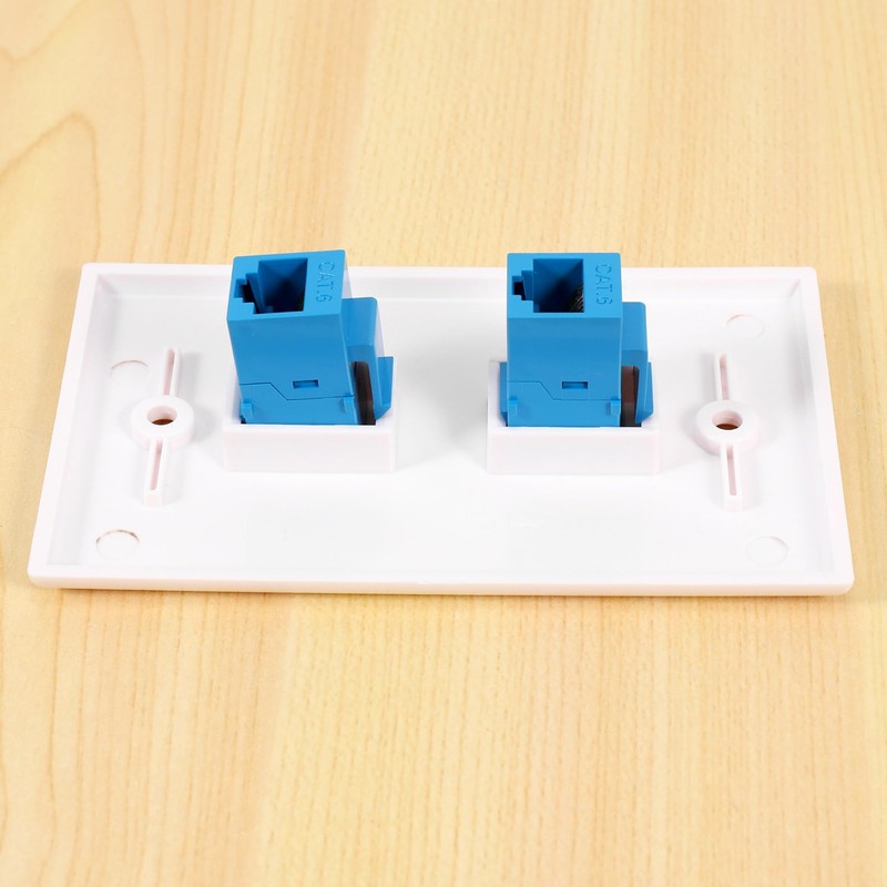 Hepzest 2-Pack 2 Port Ethernet Wall Plate, RJ45 Cat6 Female
