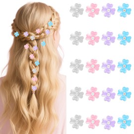 Oblihumoy Flower Hair Clips Mini Claw Clips Small Hair Claw Clips Floral Claws, 20Pcs Fashion Hair Accessories for Women Birthday and Wedding Party