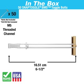 TOGGLER SNAPTOGGLE BM5 Toggle Anchor, Zync Alloy, Made in US, 3/8" to 2-1/2” Grip Range (Pack of 50) No Bolts or Drill Bit Included