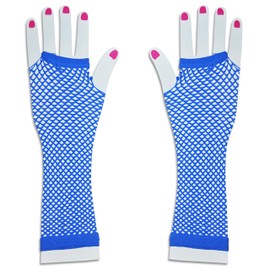 LONG FISHNET GLOVES 7 ASSORTED COLOURS PARTY FANCY DRESS TUTU (Blue)