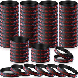 60 Pcs Bulk Veterans Bracelets Gift Patriotic Party Favors Poppy Lest We Forget Rubber Wristbands for Military Appreciation Men Women