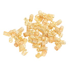 200 Hair Beads Dreadlocks Hair Jewelry for Women, Braid Rings Clips Accessories with Metal Cuffs Decoration, Silver and Golden Dreadlock Beads(Gold)