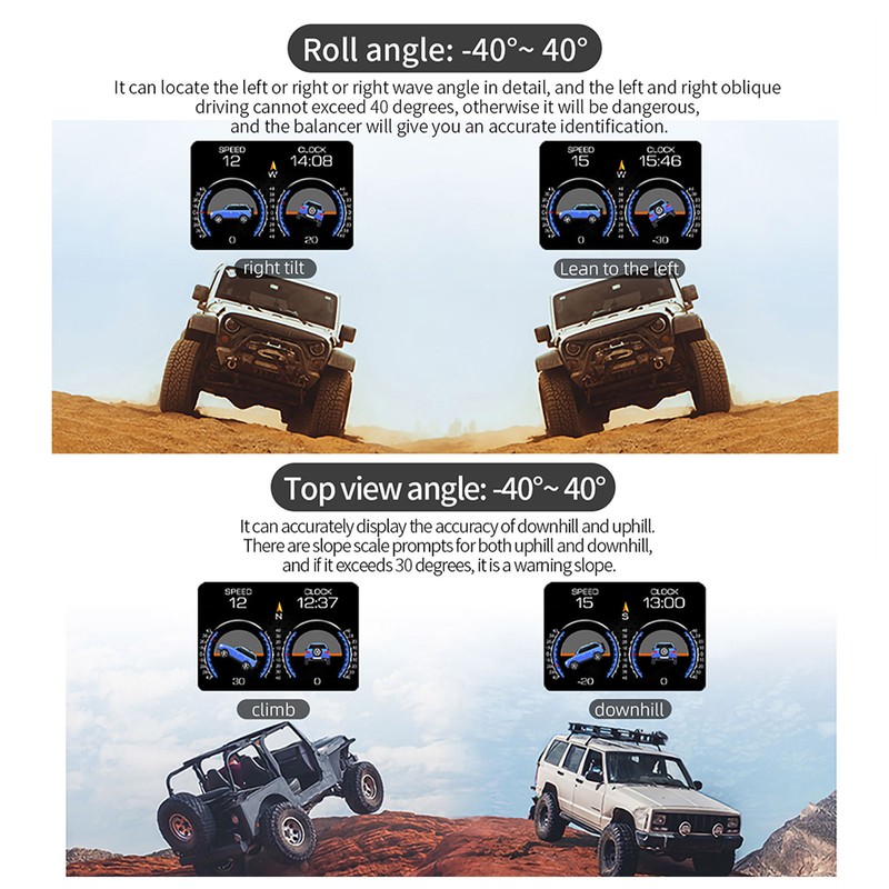 Universal Car HUD OBD2 GPS Gauge Display with Slope Meter
