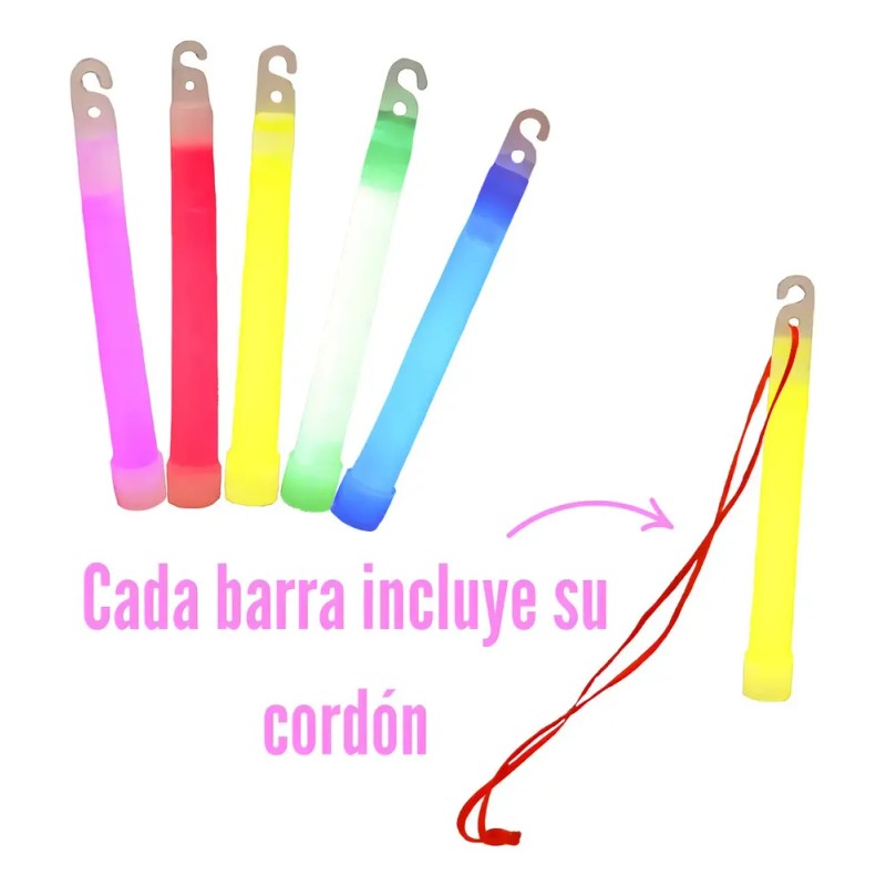 Collar de Barra Neón Multicolor 25 Unidades 8 Horas de