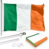 G128 Flag Pole 6FT Silver & Ireland Irish Flag 3x5FT