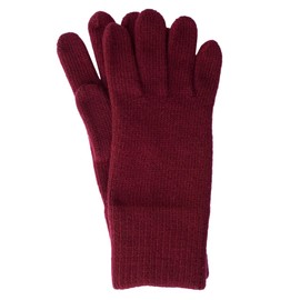 FosterNatur, Women's Wool Gloves / Finger Gloves, 100% Wool Extrafine (7, Bordeaux), bordeaux