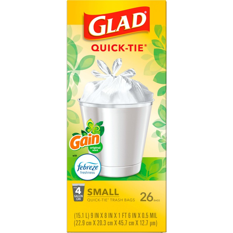Glad Trash Bags, OdorShield Small Garbage Bags, Gain Original with