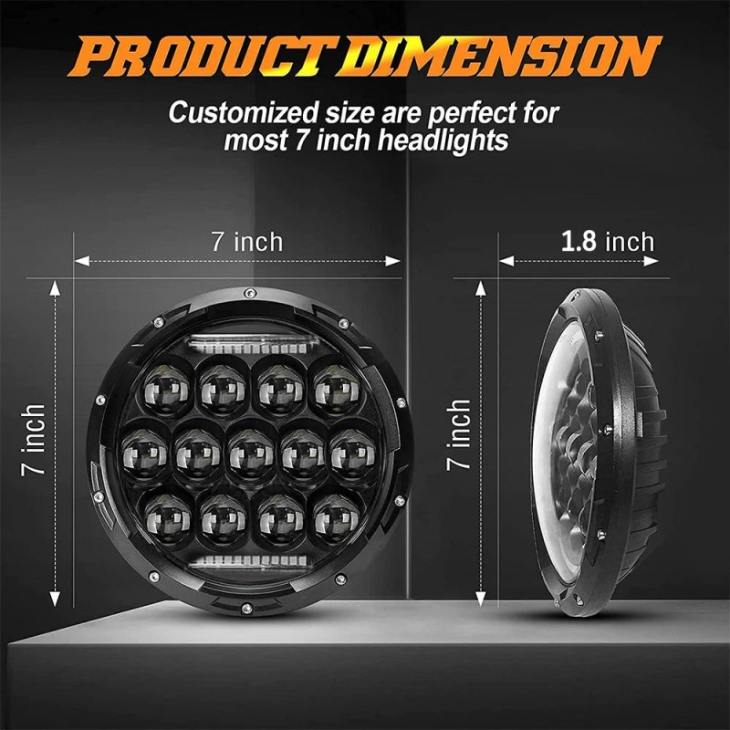 Nartoup for Freightliner Coronado 7inch Round LED Headlights + 4inch