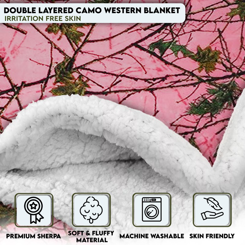 TrailCrest Soft Touch Reversible Camo Throw Blanket - 50" X