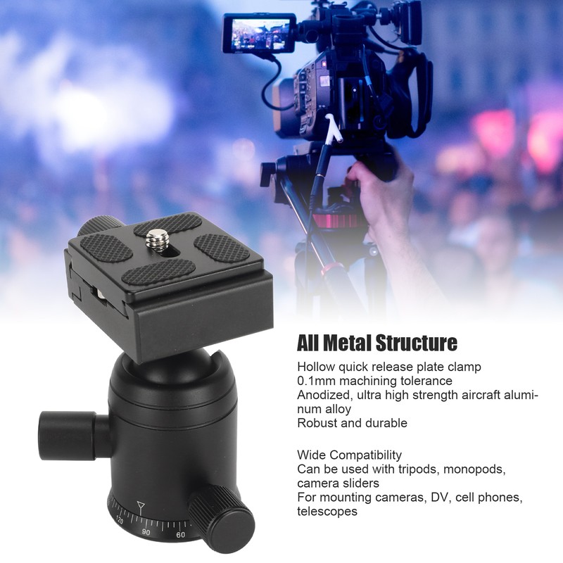 Panoramic Ball Head 360 Degree Rotating 3/8in Thread Metal Tripod