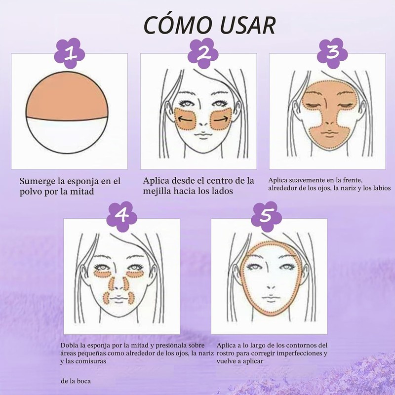 Polvo Compacto, Polvo Traslucido, Mate de Lavanda, Control de Aceite
