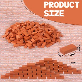 500 Pcs 1/16 Miniature Bricks Brick Building Set, Mini Red Brick Stone Model Brick Mini Artificial Brick Premium Clay Bricks DIY Fake Bricks Lifelike Brick Ornament for Dollhouse Decor Handmade Craft