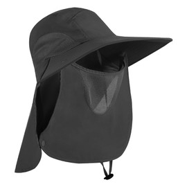 Mens Sun Hat with Neck Flap UPF 50+ Mesh Sun Visor with Detachable Neck Cover Men Women Wide Brim Bush Cap Summer Beach Quick Dry Fishing Hat for Hiking Camping Cycling Travelling Holiday