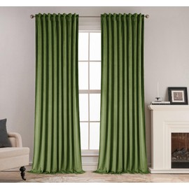 SMILETIME 52" x 84" Green Back Tab Curtains, 2-Panel Set Rod Pocket & Pinch Pleat Design Light-Filtering & Thermal Insulation Ideal for Living Room, Bedroom & Office Windows