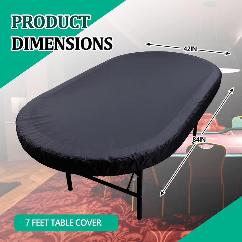 Oval Poker Table Dust Cover 84"L x 42"w Black Heavy