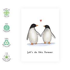 CENTRAL 23 Wedding Anniversary Card for Couple - Let's Do This Forever - Penguin Valentines Day Card for Husband Wife Fiance - Love Card for Her Him Boyfriend Girlfriend - Comes With Fun