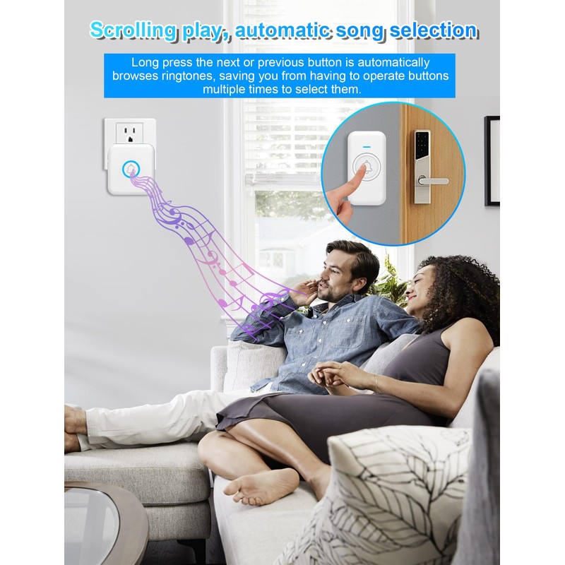 FOVKSUC Wireless Doorbell, Classroom Doorbell, with 60 Chimes 5 Levels