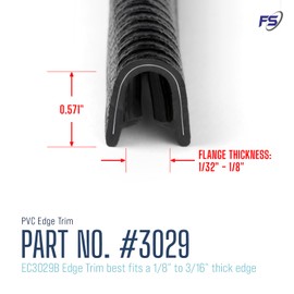 FlexSeals Flexible PVC Edge Trim 25ft Length, Fits 1/8" - 3/16" Thick Edge - Extrusion Clip, Glossy Finish, Protective Strip to Cover Edges of Doors, Windows, Cars, Trucks, Boats and More, Black
