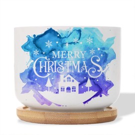 DecStic Merry Christmas Ceramic Planters Bible Verse Planters for Indoor Plants with Drainage Holes and Saucers Pot for Indoor Outdoor Garden