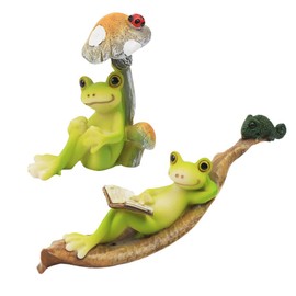 Comimark 2 pc Add a Touch of Nature to Your Garden with This Adorable Backrest Mushroom Frog Ornament!…