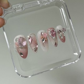 Romantic Rose Nail Tips  - L-Coffin / 로맨틱 로즈 네일팁  - L-코핀