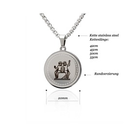 Women's Men's Necklace Stainless Steel with Zodiac Zodiac Zodiac Pendant Individual Chain Length Selectable, Stainless Steel