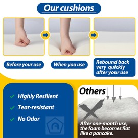 AAAAAcessories Outdoor Seat Cushions for Chairs, Waterproof, Fade-Resistant Patio Furniture Replacement Cushions, 19" x 19" x 3", Set of 2, Gray