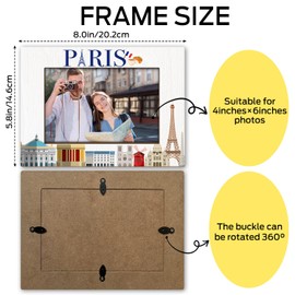 Paris Gifts Wooden Photo Frame Wedding & Honeymoon Gift for Couple - 4 x 6 Picture Frame for Friends, BFF - Paris Souvenirs & Home Office Desk Decoration