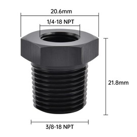 EVIL ENERGY 3/8" NPT Male to 1/4" NPT Female Reducer Bushing Fitting Adapter Hex Aluminum Black
