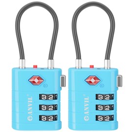 ANVIL TSA Approved Luggage Locks – High Security TSA008 Combination Travel Locks with Inspection Indicator for Suitcases and Backpacks. (2, Bule)