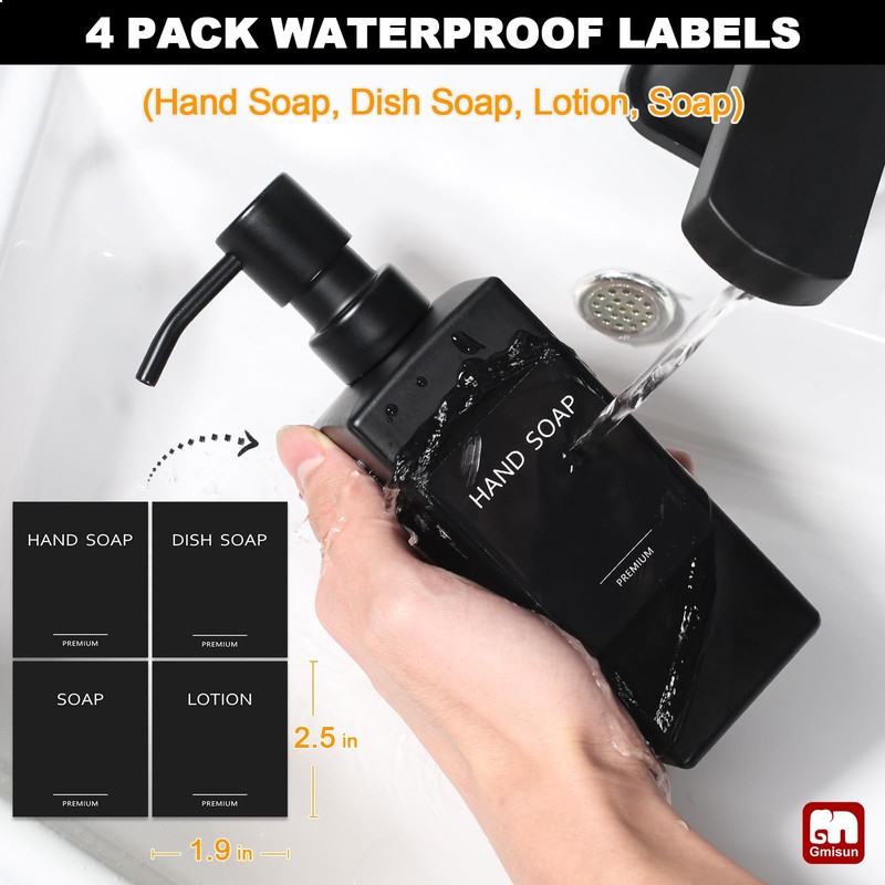 GMISUN Black Soap Dispenser, Hand Soap Dispenser Bathroom, 12 fl