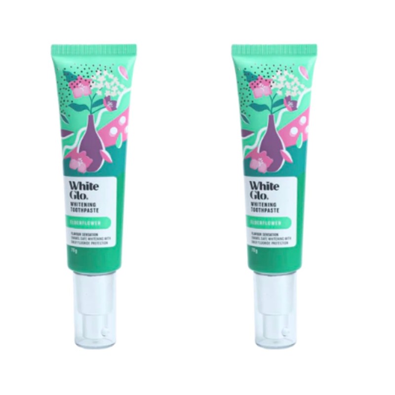 White Glo Elderflower Whitening Toothpaste 70g (Pack of 2) -
