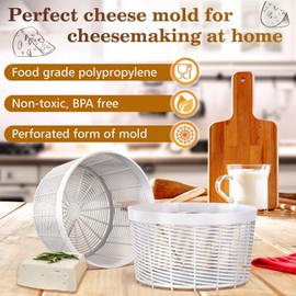 Cheese Making Semi Soft and Soft Cheese Mold with a Cheesecloth for 0,5 GAL - Homemade Cheese Making Supplies - Molde Para Queso Fresco Casero - Feta Ricotta Brie Cream Form - Сheese Basket Molds