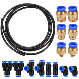 10M PU Pneumatic Hose, Pneumatic Polyurethane Pneumatic Hose, Flexible Compressed Air Hose, with 8 Pieces Pneumatic Connectors, Air Push Quick Couplings (Y/T/L/I Shaped), Outer 6 mm x Inner 4 mm