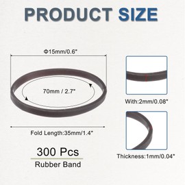 sourcing map 300 Pack Rubber Band Stretchable Rubber Elastic Bands Dark Brown 15mm x 2mm Hair Cord for Home Office