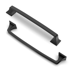 FURNIWARE Pack of 5 Cabinet Handles,Matt Black Hardware Drawer Pulls,Zinc Alloy Kitchen Cabinet Door Handles Pull-160mm(6.3 Inch) Hole Center