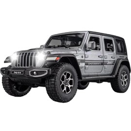 ERBADIHAGO Toy Cars Wrangler Model Car for Kids 1/32 Die-cast Pull Back Collectible Model with Sound and Light Toy Vehicle for 3+Year Old Boys Festival Gift Silver Car