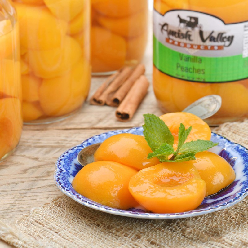 Amish Valley Products Old Fashioned VANILLA Peaches Halves Canned Jarred