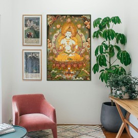 Prime Feng Shui bordado de seda tibetano Vajrasattva Thangka tapiz para colgar en la pared arte para decoración del hogar meditación