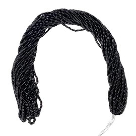 Czech 11/0 Glass Seed Beads - 12 String Hanks, Jet Black Color (Jet Black)