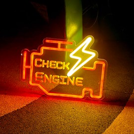 Check Engine neon sign Auto Room Garage Repair Shop Home USB Switch Bar Atmosphere ArtWall Gift for Man's USB Switch 5V lamp Repair shop (Check Engine(Red,Yellow))