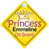 Princess Emmeline On Board Girl Car Sign Child/Baby Gift/Present 002