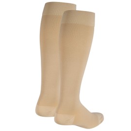 Nuvein Calcetines de compresión para mujeres y hombres, medias de apoyo médico, beige (dedo cerrado), pequeño (20-30 Mmhg)