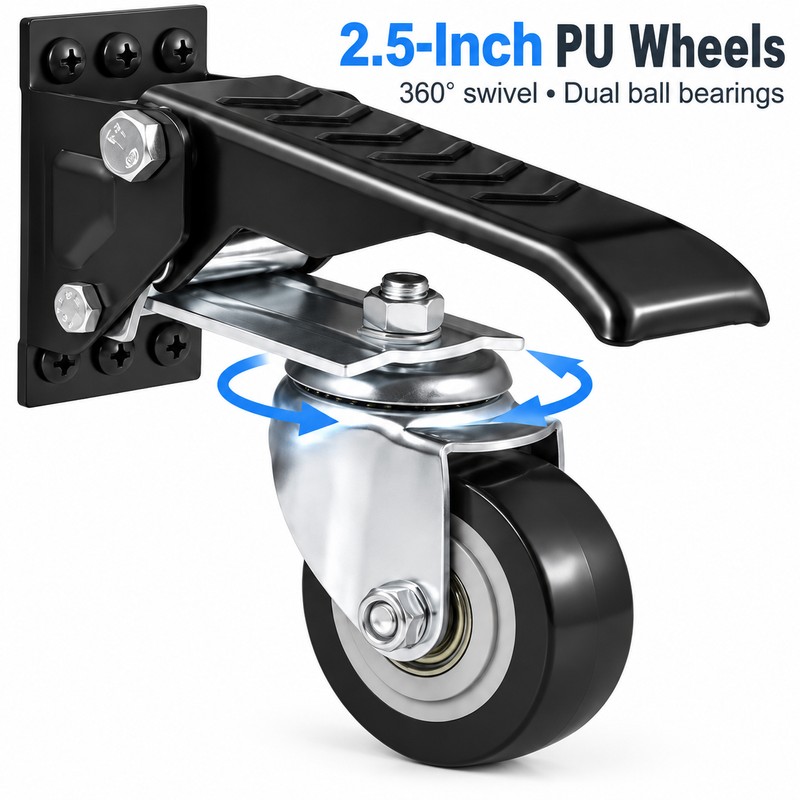 Retractable Workbench Casters, Set of 4 – 660 lb Total