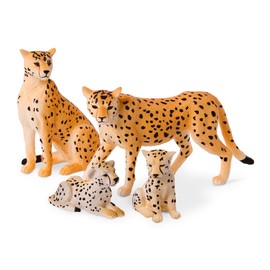 Terra by Battat – 4 Pieces Cheetah Family – 1 – 4-Inch Plastic Cheetah Figurines – Realistic Zoo Safari Animals for Kids – Educational Toy Figures – Inspires Imaginative Play – 3+ Years