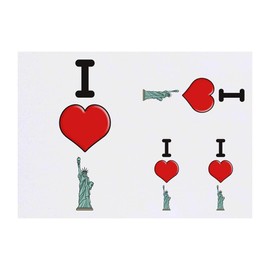 Azeeda 4 x 'I Love New York' Temporäre Tattoos - Wasserfest, Hautfreundlich & Ungiftig · Transfers in Verschiedenen Größen (TO00052931)