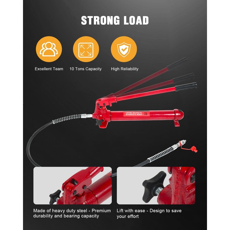OCPTY Red Porta Power Hydraulic Jack Heavy Duty 10 Ton
