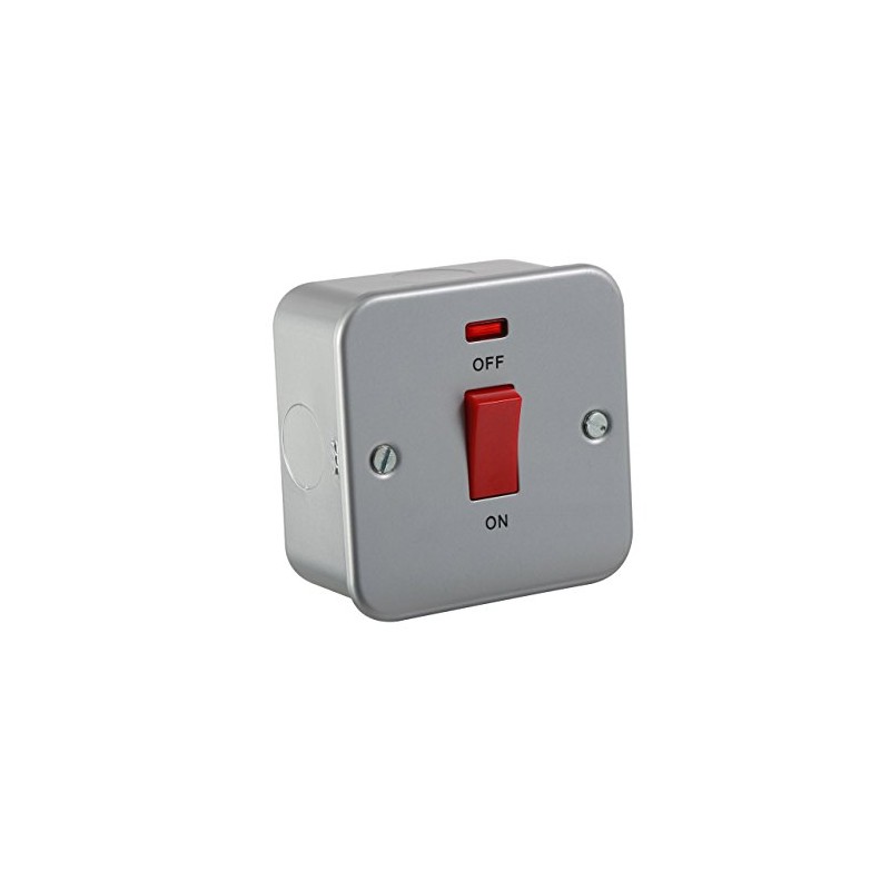 Knightsbridge M8331N Metal Clad 45A DP Switch with Neon-Single Size,