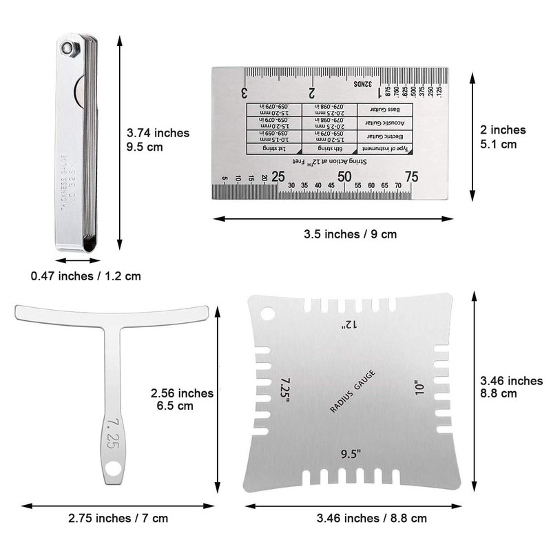 15 Pieces Guitar Luthier Tools Set Including String Action Ruler