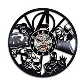 Vintage Black Movie Character Music Record Hanging Wall Clock Home Decor